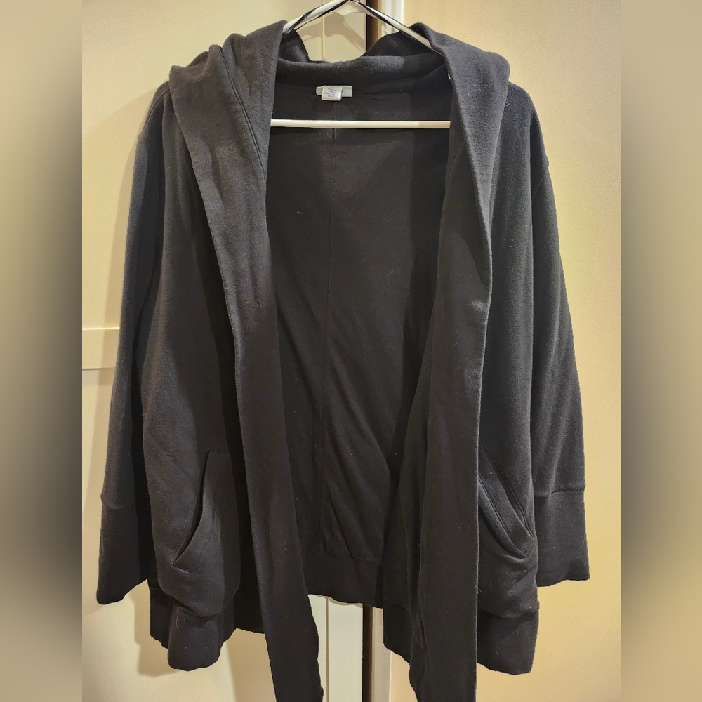 DKNY Black Hooded Cardigan